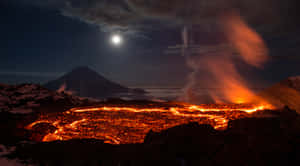 Boiling Lava Dome Volcano Wallpaper