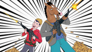 Bojack Horseman And Todd Chavez Firing Guns Wallpaper