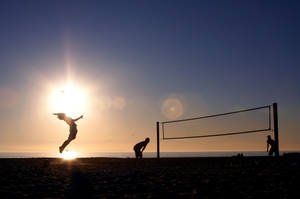 Bokeh Beach Volleyball Sunny Day Silhouette Wallpaper