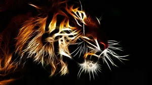 Bold And Majestic Tiger Rising From A Digital Canvas Wallpaper