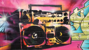 Boombox Graffiti Artwork On The Wall Wallpaper