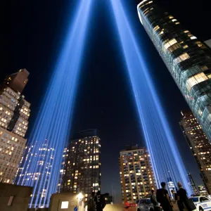 Bottom View Of 911 Memorial Lights Wallpaper