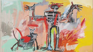 Boy And Dog In A Johnnypump By Jean Michel Basquiat Wallpaper