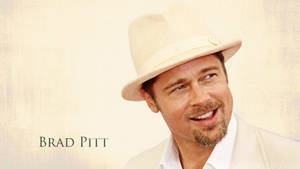 Brad Pitt Smiles While Wearing A White Hat Wallpaper