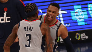 Bradley Beal Celebrating With Westbrook Wallpaper