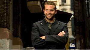 Bradley Cooper Black Suit Adjacent Buildings Wallpaper