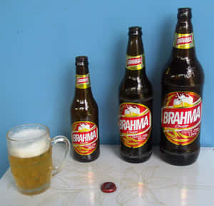 Brahma Chopp Pilsen Beer Bottles With Drink Wallpaper