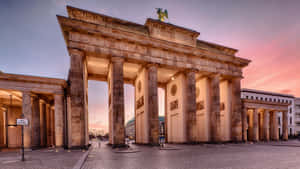 Brandenburg Gate Pink Blue Sky Wallpaper