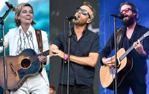 Brandi Carlile Posing With Berninger And Misty Wallpaper