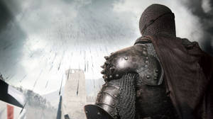 Brave Medieval Soldier Facing A Rain Of Arrows Wallpaper