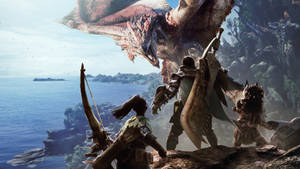 Brave The Wild Depths Of Monster Hunter World With A Rathalos By Your Side Wallpaper