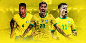 Brazil National Football Team - Unleashing The Roar Of Victory Wallpaper