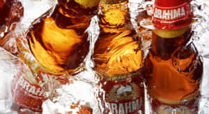 Brazilian Brahma Chopp Bottles With Water Effect Wallpaper