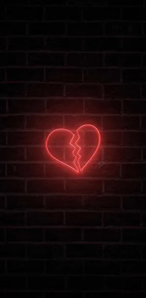 Brick Wall With Broken Heart Black Wallpaper