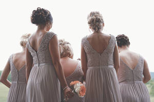 Bridesmaids In Gray Dresses Wallpaper