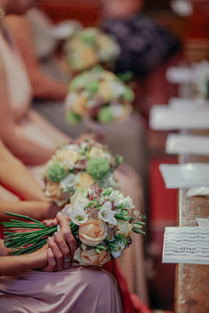 Bridesmaids With Bouquet And Letter Wallpaper