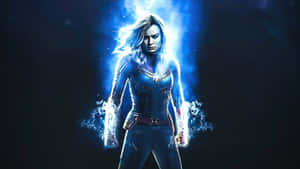 Brie Larson Captain Marvel 3d Dark Blue Aesthetic Wallpaper