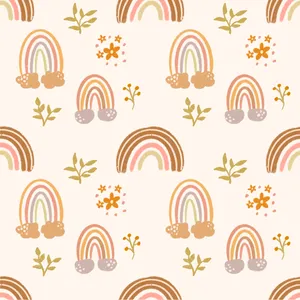 Bright And Colorful Boho Rainbow Over An Ocean Landscape Wallpaper