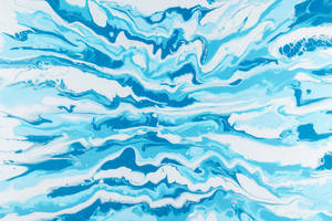 Bright Blue Abstract Paint Waves Wallpaper