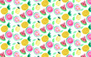 Bright, Crisp Pineapples On A Desktop. Wallpaper