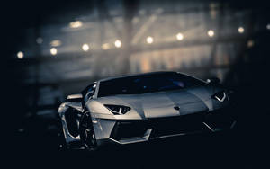 Bright Lights Black Lamborghini Wallpaper