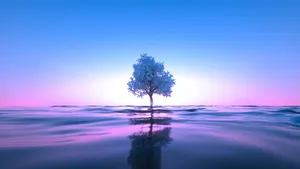 Bright Neon Hues Give This Blue-and-pink Image A Vibrant Energy. Wallpaper