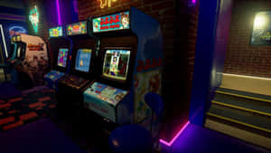 Bright Neon Lights And Vibrant Colours Of The Classic Arcade Aesthetic Wallpaper