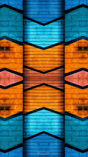 Bright Pattern Of Orange & Blue Wallpaper