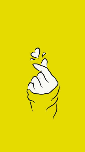 Bright Yellow Saranghae Finger Heart Wallpaper
