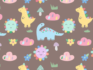 Brighten Up Your Day With A Cute Dinosaur Pattern Wallpaper