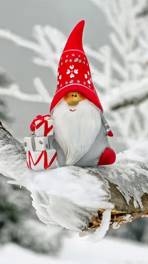 Brighten Your Christmas With A Cheerful Gnome. Wallpaper