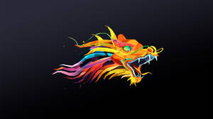 Brightly Colored Dragon Design Wallpaper