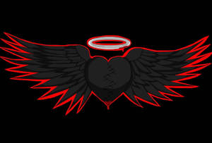 Broken Heart Black Angel Wings Wallpaper