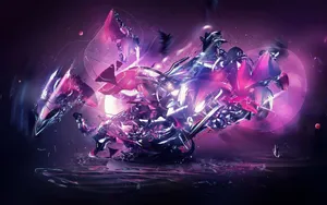 Broken Metallic Purple Dragon Wallpaper