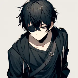 Brooding Anime Boy Black Hair Wallpaper