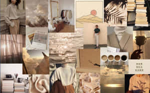 Brown Aesthetic Laptop Collage Wallpaper