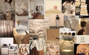 Brown Aesthetic Laptop Collage Wallpaper