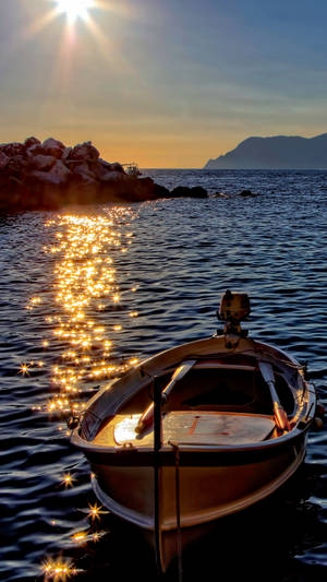 Brown Boat Floating Wallpaper