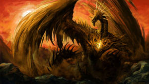 Brown Earth Dragon With Crown Wallpaper