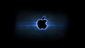 Brushed Metal Cool Mac Logo Blue Afterglow Wallpaper