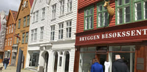 Bryggen Street View Norway Wallpaper