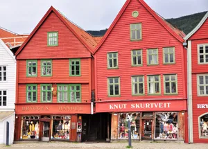 Bryggen Traditional Norwegian Shops Wallpaper
