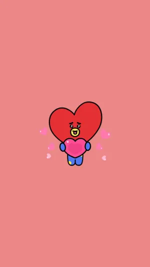Bt21 Tata Love Hearts Wallpaper