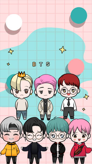 Bts Chibi Lineup Grid Wallpaper