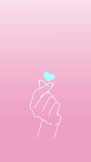 Bts Finger Heart Mint Blue Wallpaper