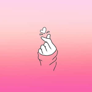 Bts Finger Heart Pink Wallpaper