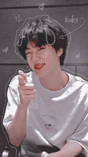 Bts Jin Aesthetic With Chalk-like Lines Wallpaper