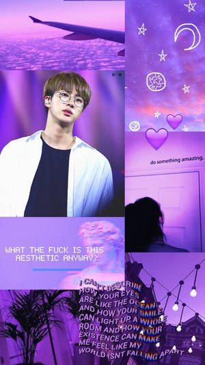 Bts Jin Pastel Purple Aesthetic Wallpaper