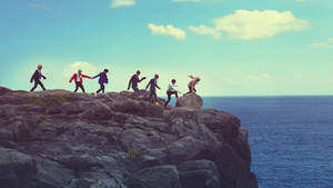 Bts On A Cliff Desktop Wallpaper Wallpaper