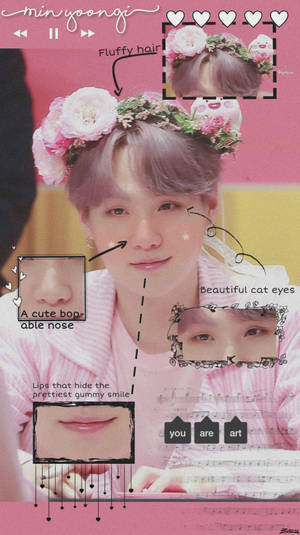 Bts Suga Cute Features Wallpaper